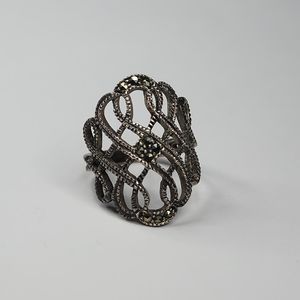Sterling silver marcasite swirl style ring